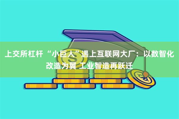 上交所杠杆 “小巨人”遇上互联网大厂：以数智化改造为翼 工业智造再跃迁