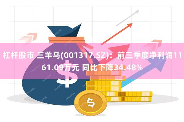 杠杆股市 三羊马(001317.SZ)：前三季度净利润1161.09万元 同比下降34.48%